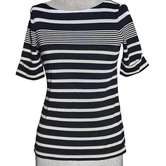 Stripped Cotton Blend Tee Size Small Petite - Picture 1 of 3